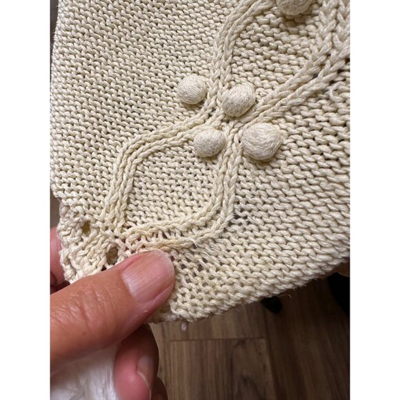 VTG 90s Artsy Embroidered M Cable  Knit Sweater Portrait Collar Coquette read - Picture 7 of 14